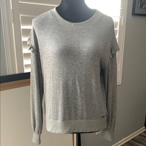 Chic Gray Ruffle Sleeve Top